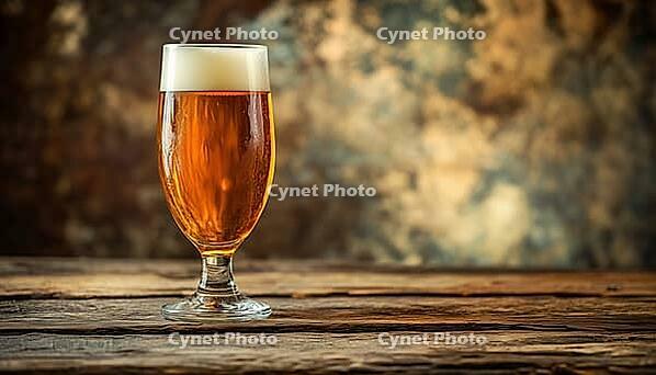 Refreshing Beverage Resting On A Rustic Table. A Pint Of Beer Sits Amongst A Simple Wooden Table In A Cozy Setting, AI generated [IBR125229869]