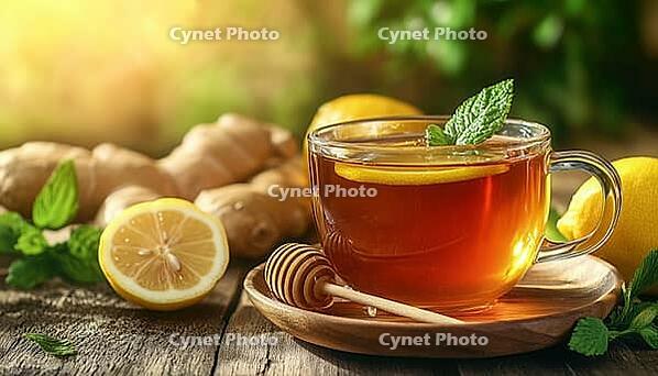 Ginger Tea With Honey And Lemon Served In A Cup On A Wooden Table - Perfect Drink For A Cozy Day, AI generated [IBR125229899]