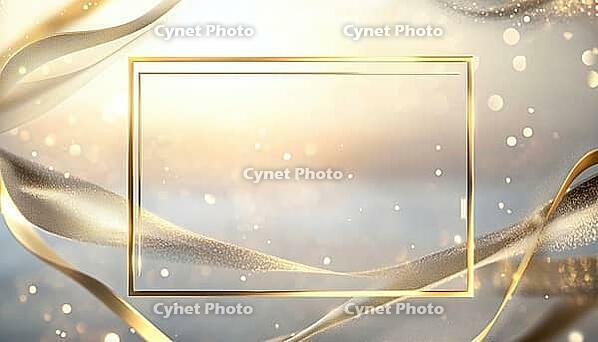 Elegant Square Frame With Golden Curves Featuring Bokeh Decoration And Glitter Light Effect For A Classy Touch, AI generated [IBR125229905]