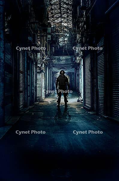 Police special forces unit man standing in an underground city suburb, AI generated [IBR125229914]