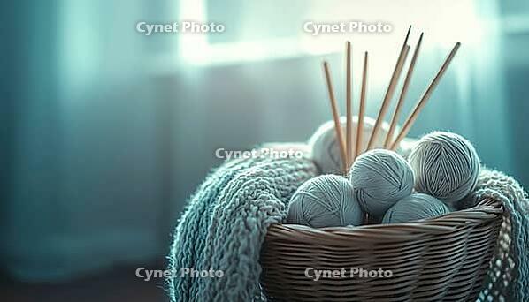 Basket Filled With Knitting Needles And Colorful Yarn Balls, Perfect For Starting A New Project Or Organizing Your Current Ones, AI generated [IBR125229943]