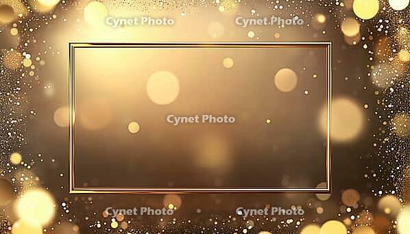 Elegant Square Frame With Golden Curves Featuring Bokeh Decoration And Glitter Light Effect, Symbolizing Sophistication And Glamour, AI generated [IBR125229946]