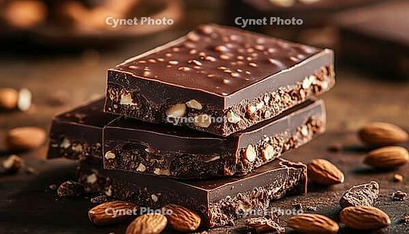 Delicious Chocolate Wafer Bar With Nut Or Almond And Sweet Caramel - A Delectable Treat For Those With A Sweet Tooth. Rich And Satisfying, AI generated [IBR125229960]