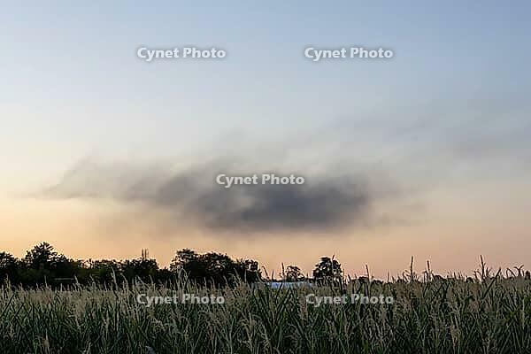 After a flat roof fire on a large construction site, a massive cloud of dark smoke rises above Stuttgart's Rot district and is visible from afar. The heavy smoke development led to numerous emergency calls from the urban area. Police used a helicopter to  [IBR125237553]