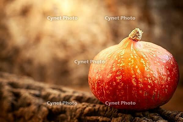 Orange pumpkin over wooden nature background [IBR125261568]