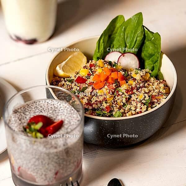 Tasty vegetarian salad with dessert [IBR125261588]