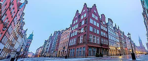 Gdansk panorama of Long Market street, twilight view [IBR125261630]