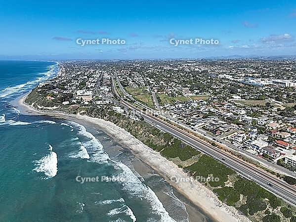 Aerial drone photo of Cardiff with nice house, West Coast of California, Encinitas, United States of America [IBR125280315]