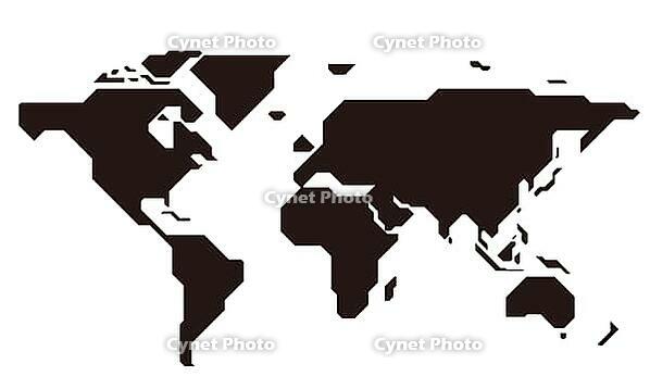 Simple straight line map of the world, vector background [IBR125280335]
