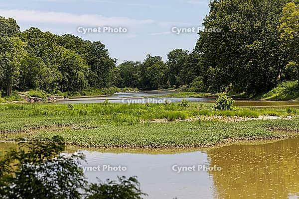 Beautiful Maumee river in Ohio. the Maumee is the largest river basin in all the Great Lakes, running in the United States Midwest from northeastern Indiana into northwestern Ohio and Lake Erie [IBR125280375]