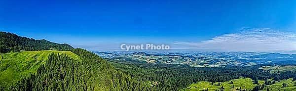 View of the Gantrisch area, Gurnigel, Canton of Bern, Switzerland, aerial view, June 2025 [IBR125280384]