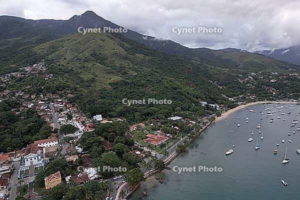Drone view of Ilhabela island downtown, at Sao Paulo state, Brazil, on may 2025 [IBR125280385]
