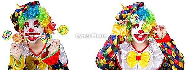 Funny male clown with lollipop [IBR125304667]