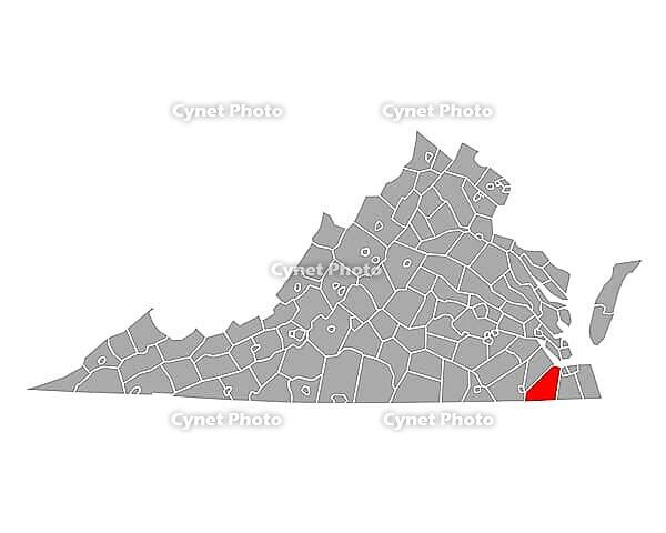 Karte von Suffolk in Virginia - Map of Suffolk in Virginia [IBR125324077]