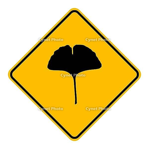Ginkgo Blatt und Schild - Ginkgo leaf and road sign [IBR125324090]