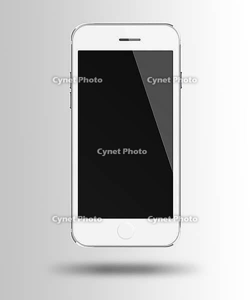 Mobile smart phone with black screen on gray background. Highly detailed illustration [IBR125324095]