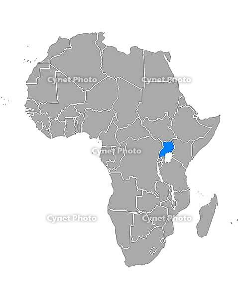 Karte von Uganda in Afrika - Map of Uganda in Africa [IBR125324103]