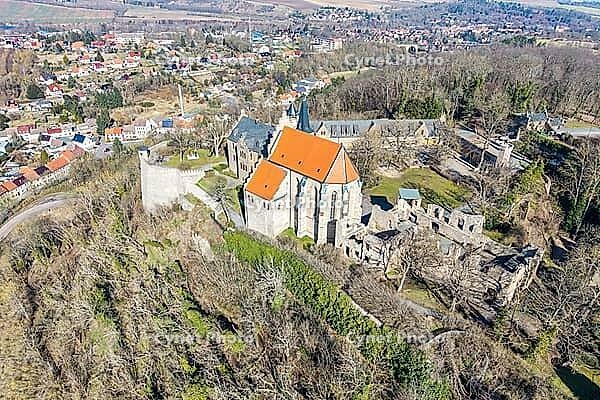 An aerial photograph of Mansfeld Castle in Saxony-Anhalt [IBR125324139]