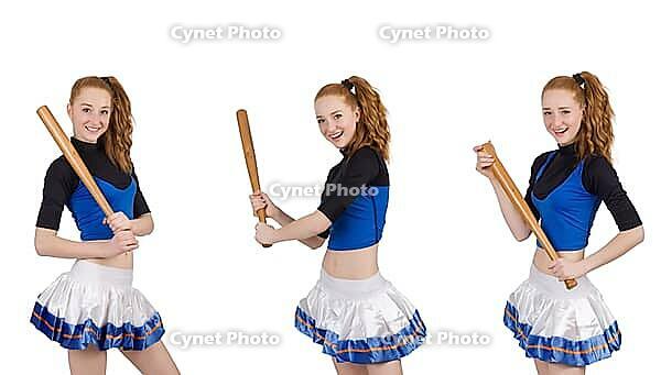 Cheerleader in front of white background [IBR125331204]