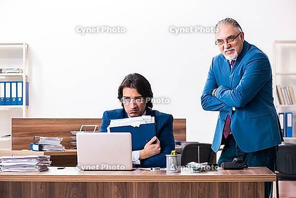 Young and old employees work together in the office [IBR125344245]
