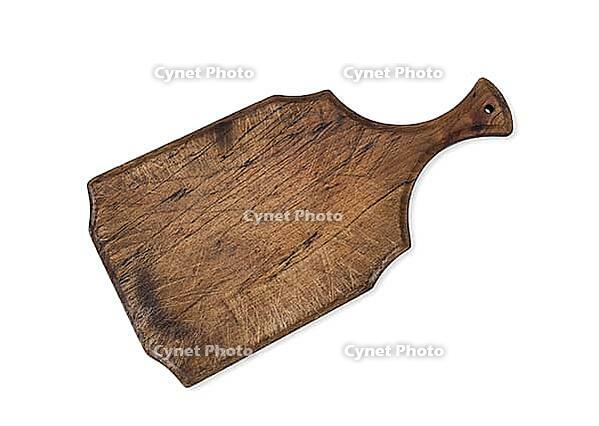 Old kitchen brown cutting board isolated on white background [IBR125344265]