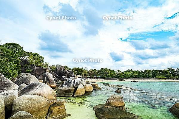 Belitung beach landscape, Tanjung Tinggi beach, a famous iconic beach with big rocks in Belitung, Indonesia. Also known as Laskar Pelangi beach [IBR125344266]