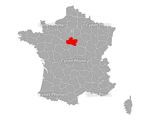 Karte von Loiret in Frankreich - Map of Loiret in France [IBR125363575]