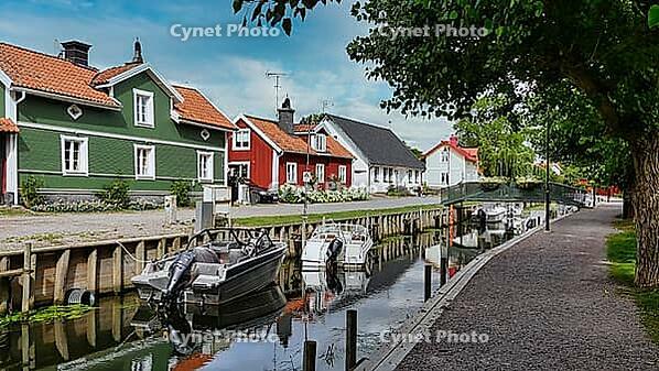 Waterfront on the Trosaån river in Trosa - Sweden [IBR125382595]
