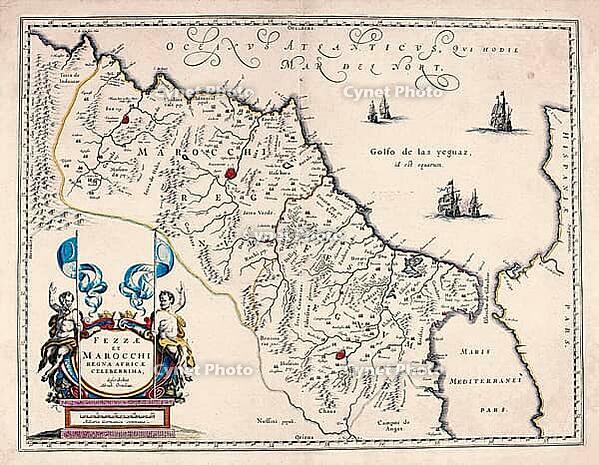 Antique Map of Morocco and Fez, 17th Century Map, Digitally Remastered and Enhanced [IBR125382617]