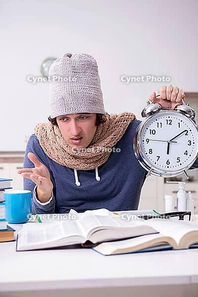 The sick male student who is suffering at home [IBR125382618]