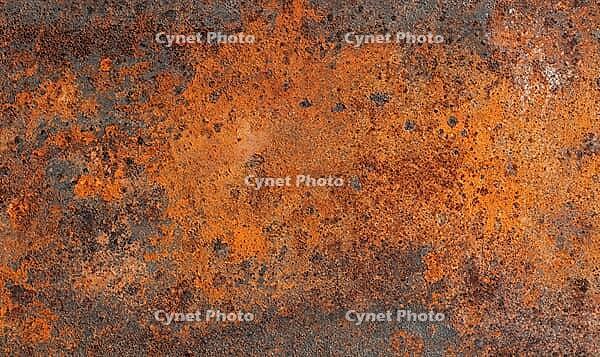 Flat rust texture on iron surface, natural oxidation pattern with orange and brown tones. AI generated [IBR125395926]