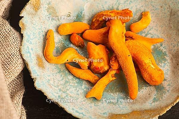 Cordyceps Mushrooms on Handmade Ceramic Plate [IBR125405001]