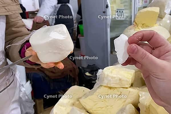 Real Dagestani cheese. Cheese on the counter [IBR125405059]