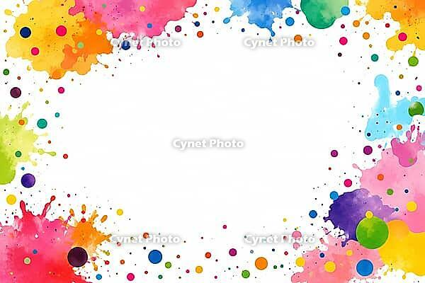Energetic watercolor artwork featuring vivid multicolor splashes and organic flow for creative background design templates, AI generated [IBR125405098]