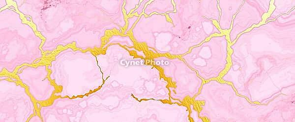 Soft pink marble design with noble golden ornaments, marble background, stone motif, AI generated [IBR125407481]