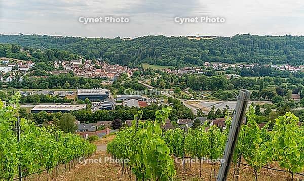 High angle impression of Forchtenberg, a town in Southern Germany at summer time [IBR125411092]