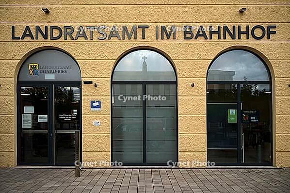 Landratsamt im Bahnhof, Nördlingen, Swabia, Bavaria, Germany [IBR113394891]