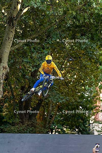 05 September 2026, A cyclist jumps mid-air during the Red Bull Cerro Abajo urban downhill race in Stuttgart, Germany [IBR113394909]