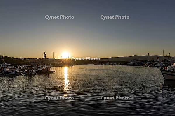 Sunrise over the port of Krk, old town of Krk, island of Krk, Croatia [IBR125415380]