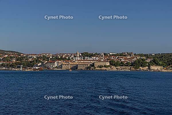 View from the sea of the town of Krk, island of Krk, Croatia [IBR125415406]