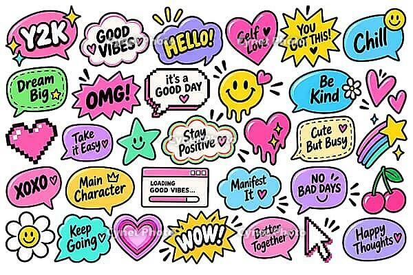 Scrapbook speech bubble elements set, AI generated [IBR125421198]