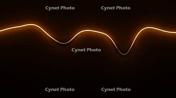 Abstract glowing amber infrared absorption spectrum curve with subtle dips on a dark background, no readable labels, spectroscopy data visualization concept, AI generated [IBR125421267]