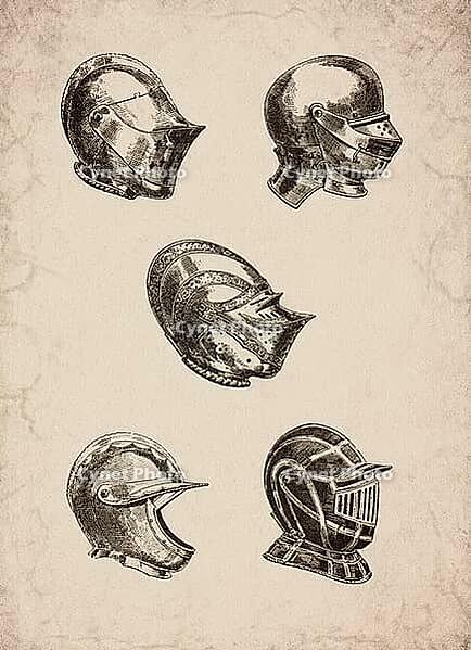 Engraved Renaissance Decorated Helmets Historical Engraving, Digitally Remastered and Enhanced [IBR125421628]