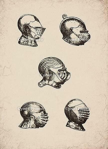 Engraved Medieval and Renaissance Helmets Historical Engraving, Digitally Remastered and Enhanced [IBR125421631]