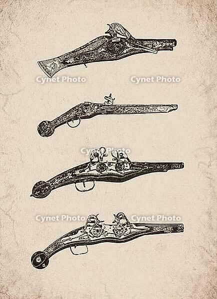 Engraved Historic Ornate Wheellock Double and Multi-Barrel Pistols Historical Engraving, Digitally Remastered and Enhanced [IBR125421642]