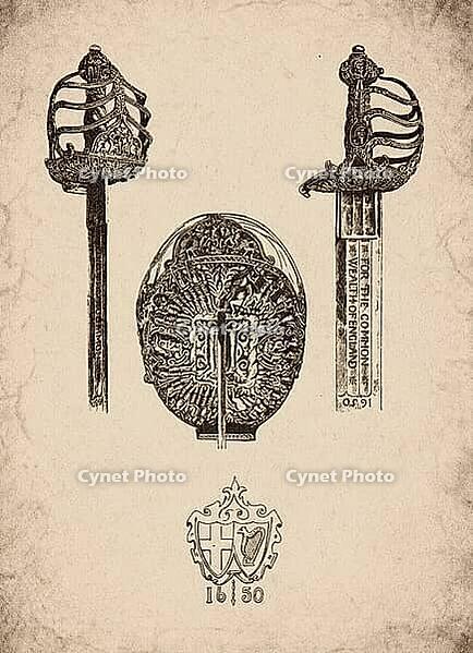 Engraved Historic Commonwealth Basket-Hilt Swords Historical Engraving, Digitally Remastered and Enhanced [IBR125421649]