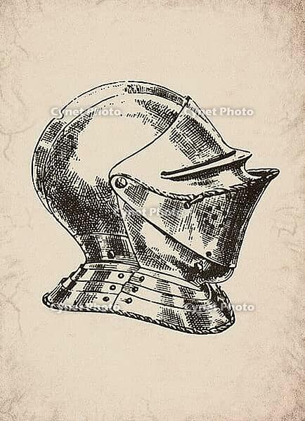 Renaissance Tilting Visor Knight Helmet Armor Military History Illustration, Digitally Remastered and Enhanced [IBR125421654]