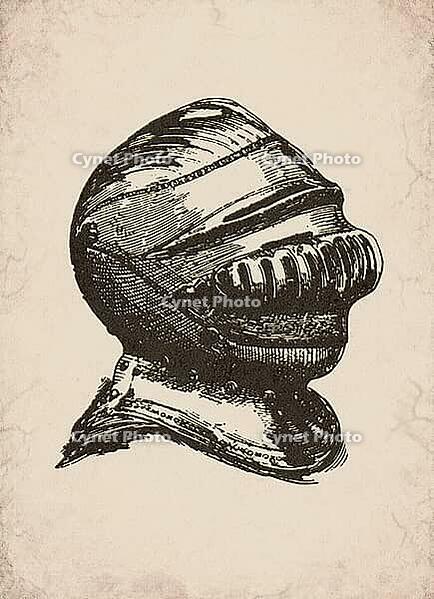Medieval Knight Helmet Armor Military History Illustration, Digitally Remastered and Enhanced [IBR125421655]