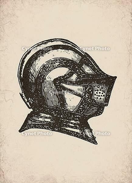 Renaissance Etched Strapwork Knight Helmet Armor Military History Illustration, Digitally Remastered and Enhanced [IBR125421658]