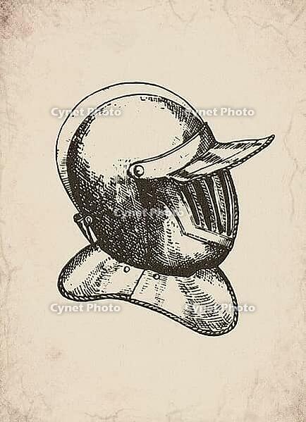Renaissance Slotted Visor Knight Helmet Armor Military History Illustration, Digitally Remastered and Enhanced [IBR125421663]